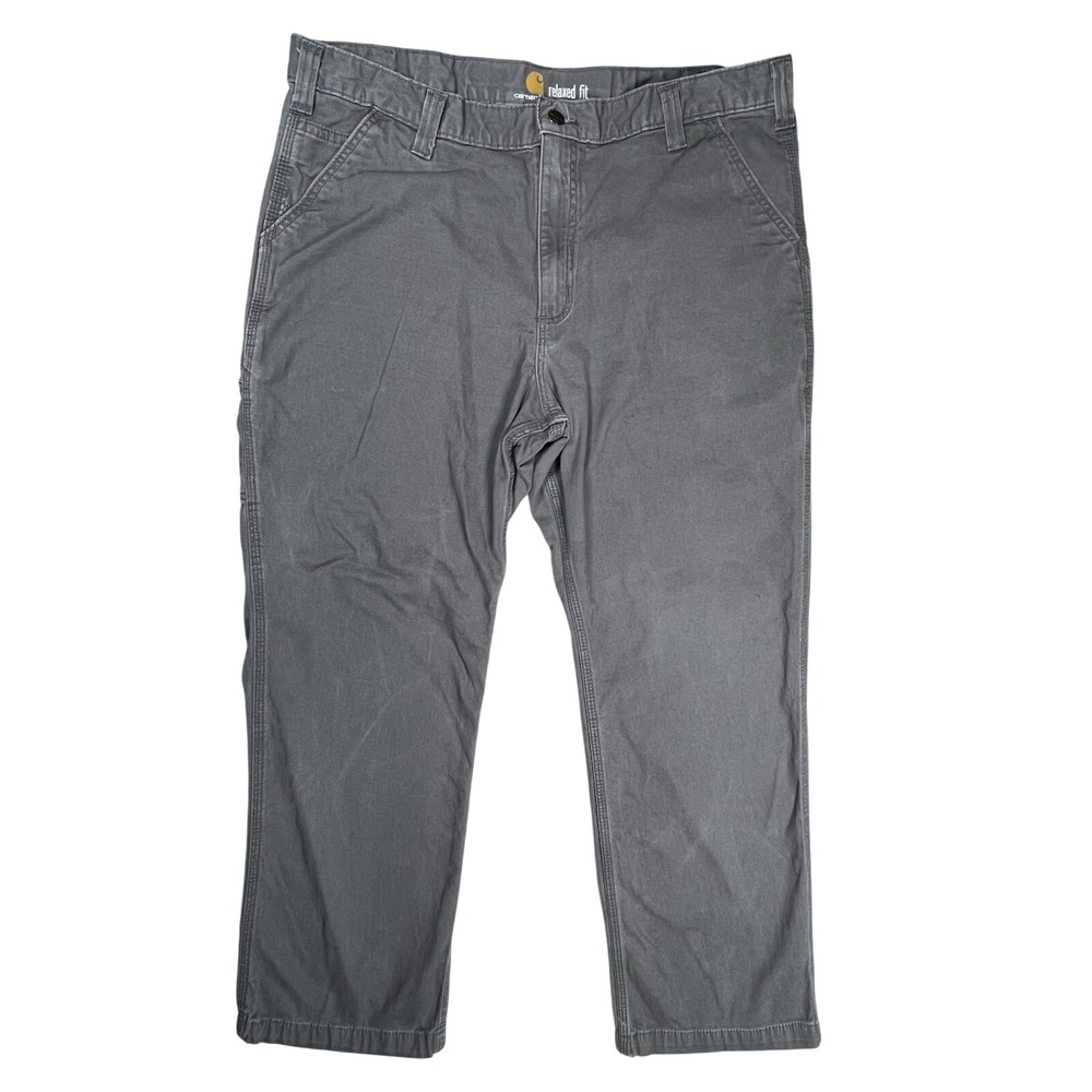Carhartt Men's Gray Rugged Flex Canvas Work Pants 40x30 Relaxed Fit Utility